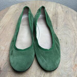 Calzoleria Toscana Green Suede Ballet Flats Womens Handcrafted Shoes Size 36/6